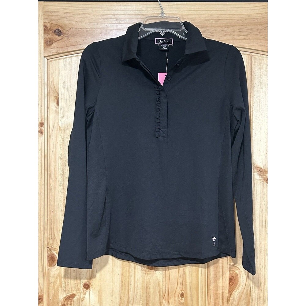 Golftini Women’s Long Sleeve Golf Polo Top Black UPF 30 NWT Size Medium